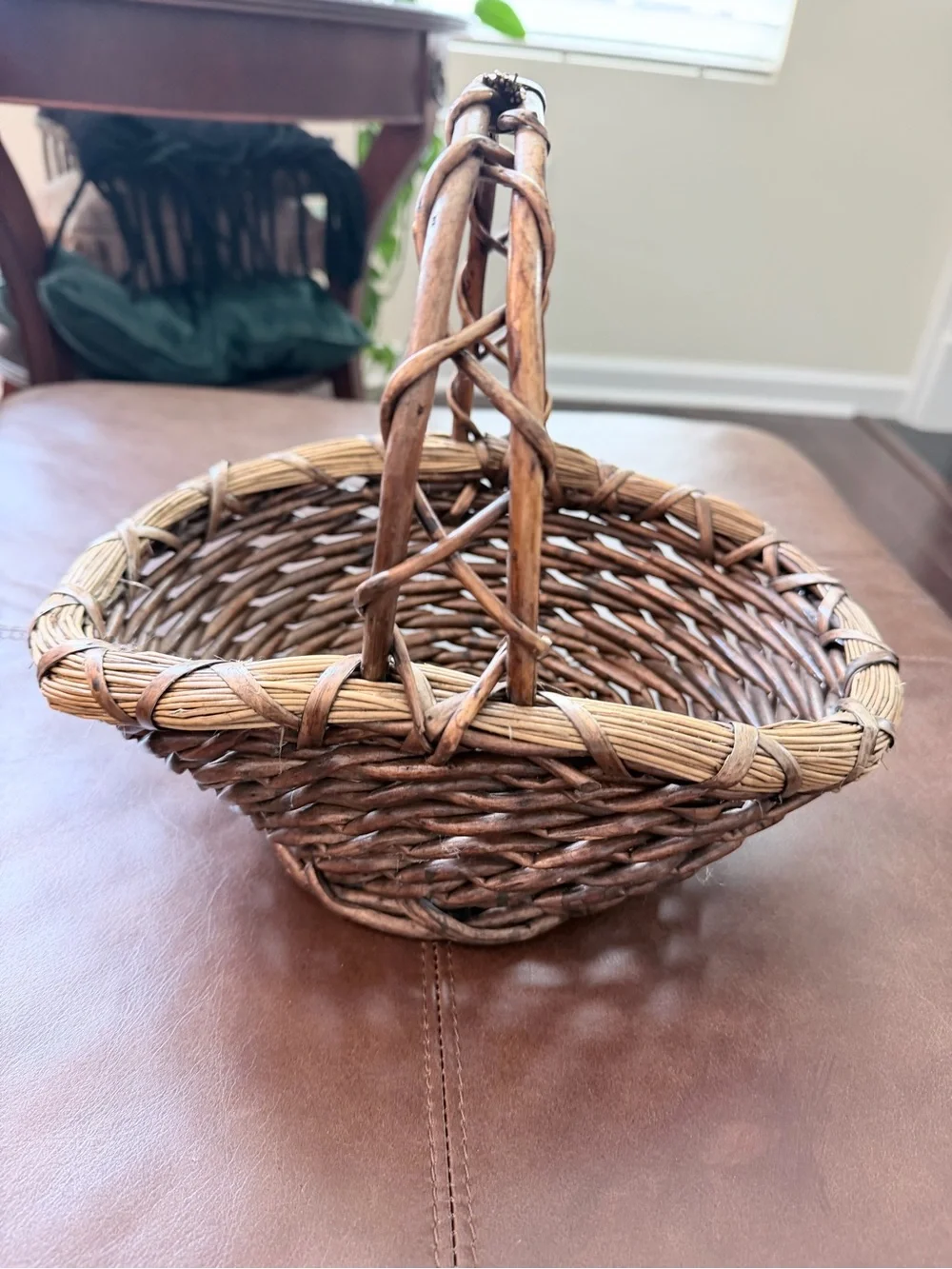 Rustic Brown Woven Handle Basket - Home Accents